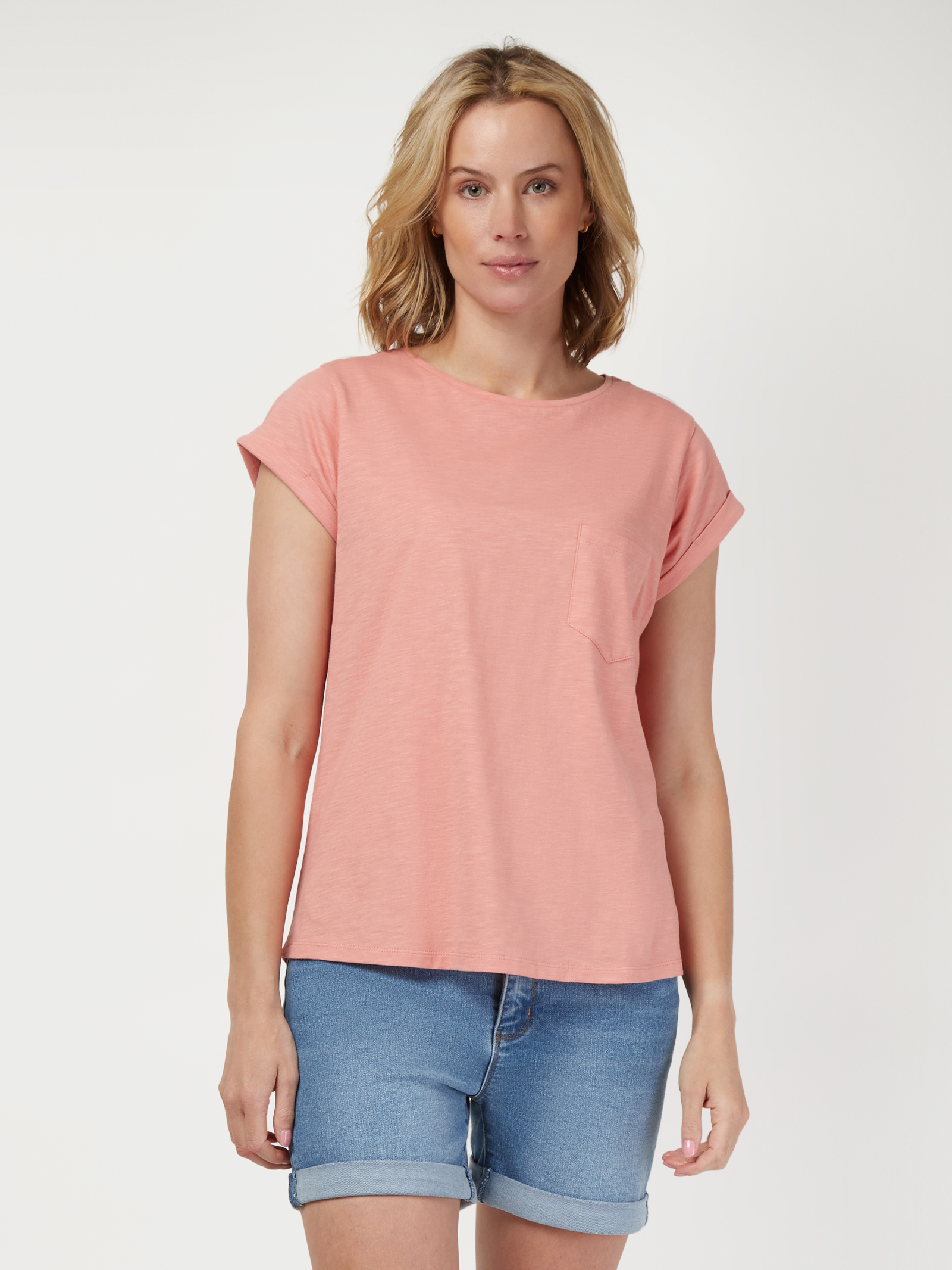 Essential Slub Pocket Tee Coral