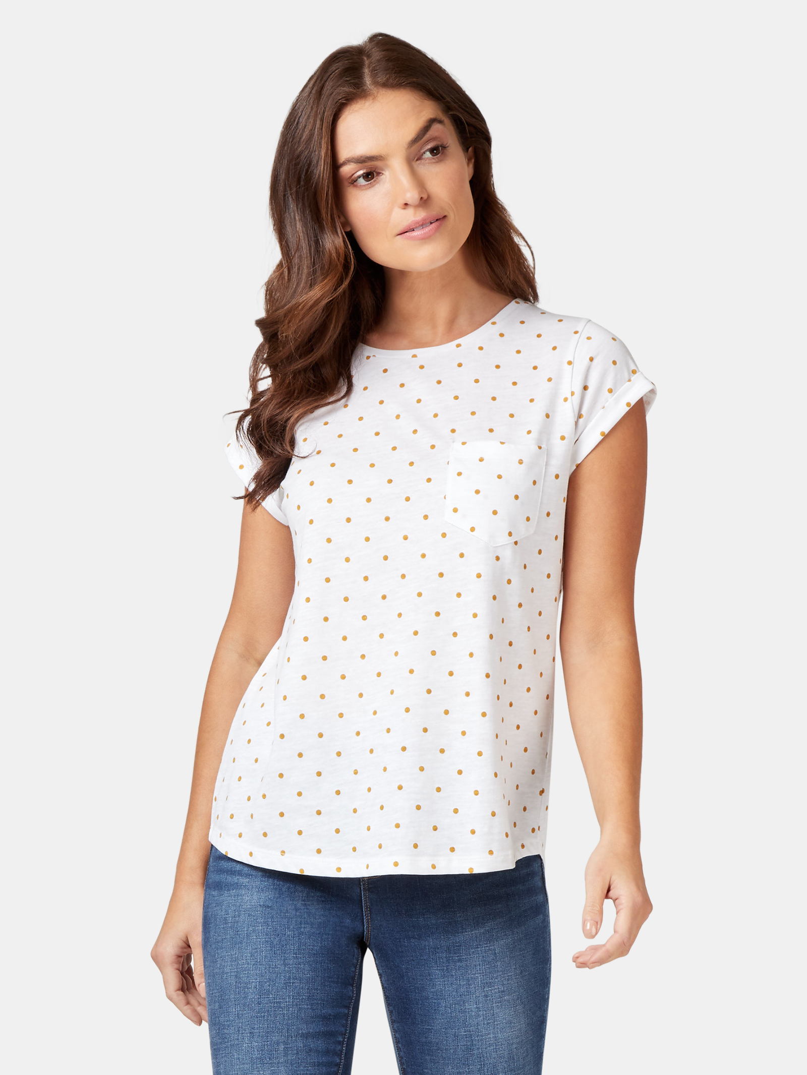 Essential Slub Pocket Tee White/Yellow Spot