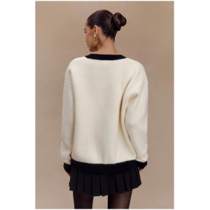 Evangeline Oversized Knit Cardigan - Black/White