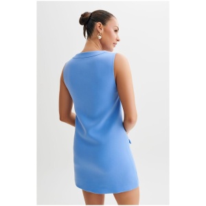 Florentina Sleeveless Suiting Mini Dress - Iris Blue