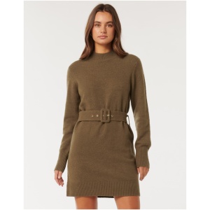 Forever New Women's Astrid Belted Knit Mini Dress in Hazelnut