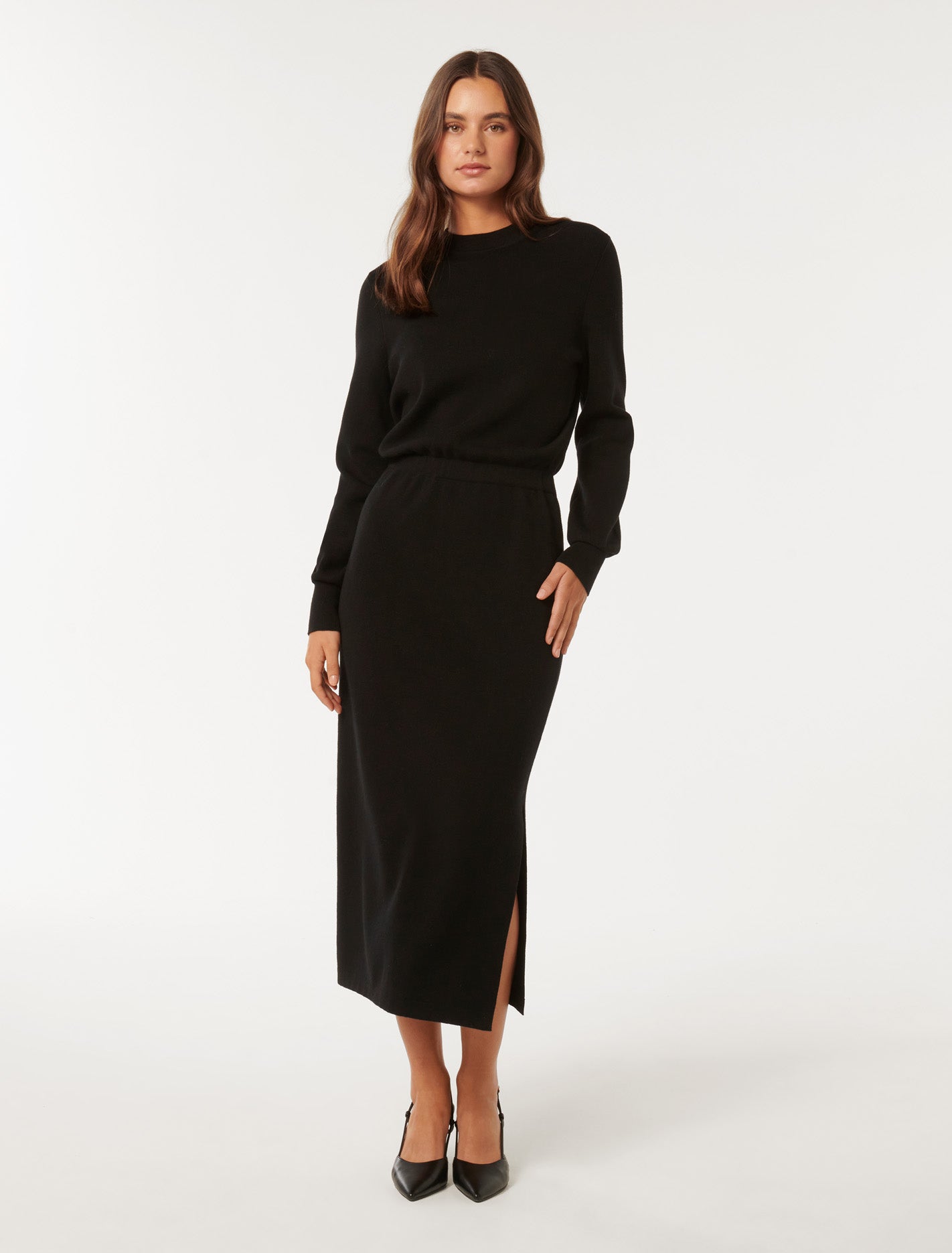 Forever New Women's Carmella Knit Midi Dress in Black