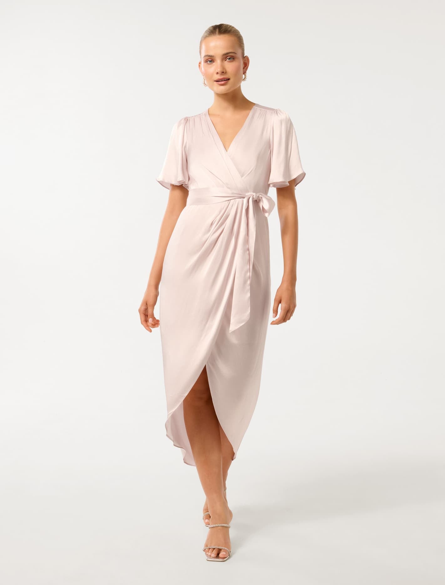 Forever New Women's Carolina Satin Midi Dress in Champagne