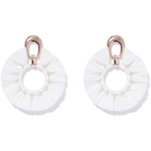 Forever New Women's Charli Metal & Raffia Hoop Earrings in White