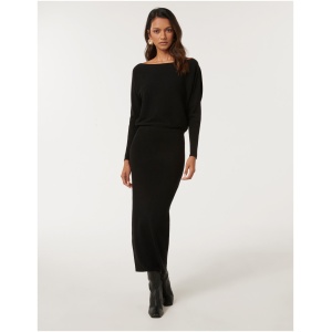 Forever New Women's Ciara Petite Tipped Midi Dress in Black