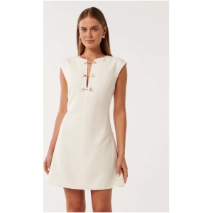 Forever New Women's Clover Snaffle Detail Mini Dress in Porcelain