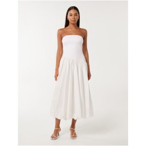 Forever New Women's Delilah Bubble-Hem Midi Dress in Porcelain