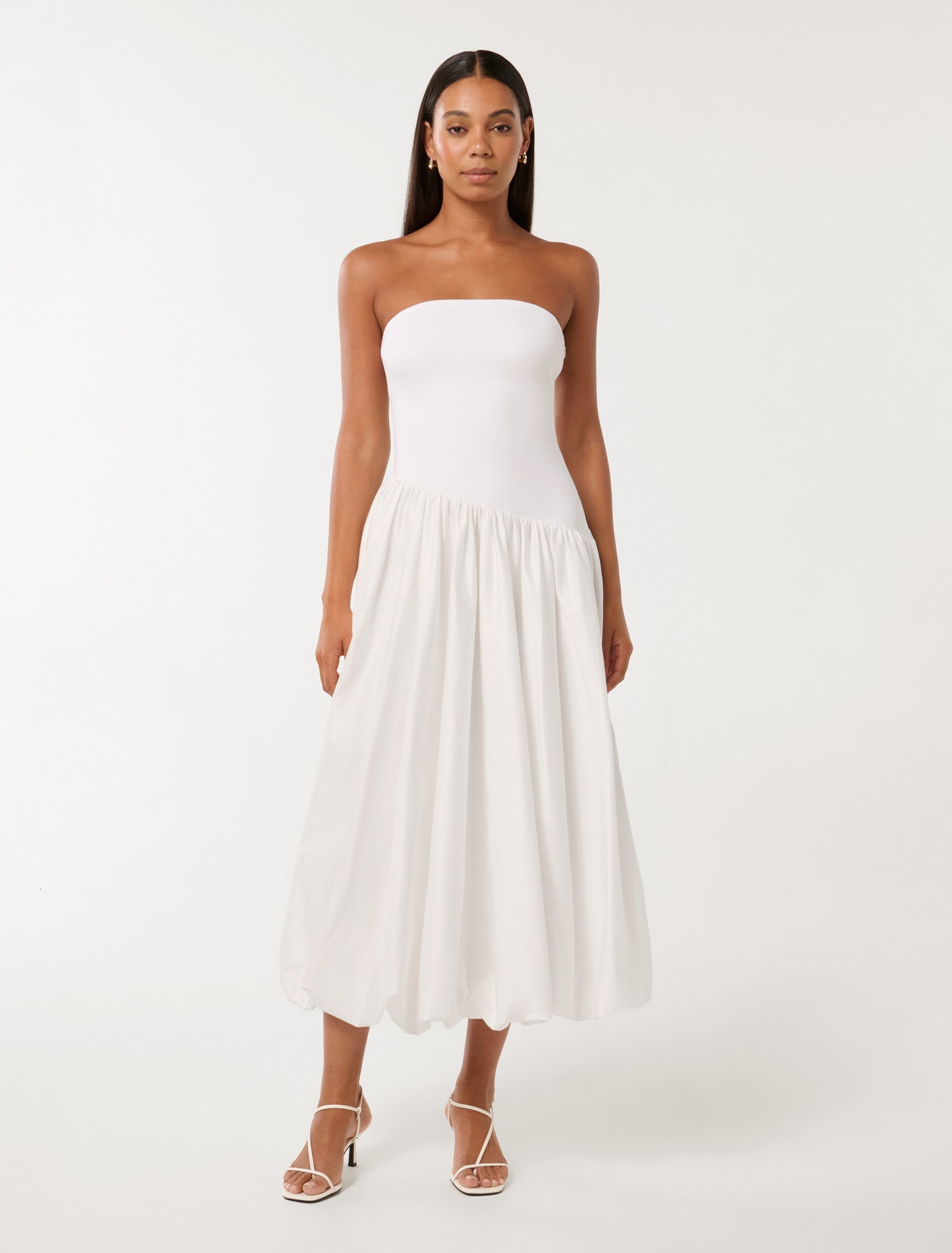 Forever New Women's Delilah Bubble-Hem Midi Dress in Porcelain