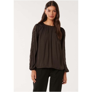 Forever New Women's Della Interest Detail Shell Blouse in Chocolate