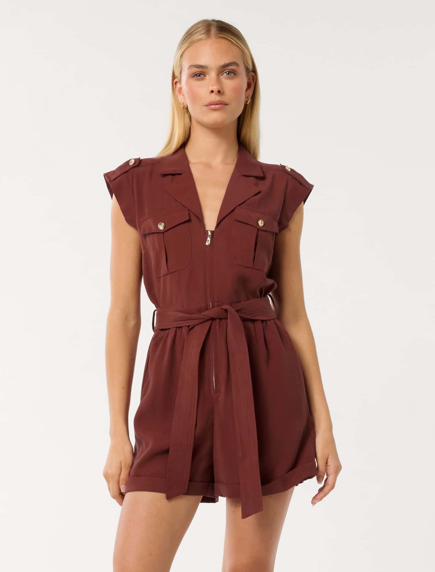 Forever New Women's Elka Zip-Detail Playsuit in Shiraz