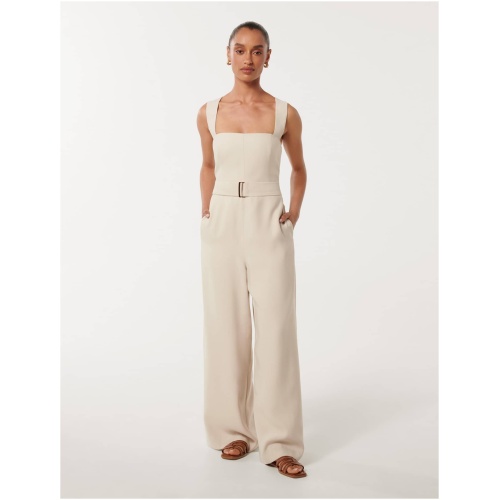 Forever New Women's Estella Petite Belted Jumpsuit in Stone