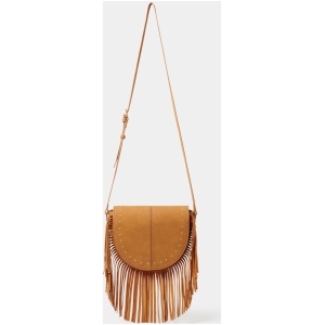 Forever New Women's Farrah Fringe Saddle Bag in Tan