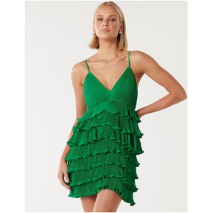 Forever New Women's Frankie Ruffle Pleated Mini Dress in Green