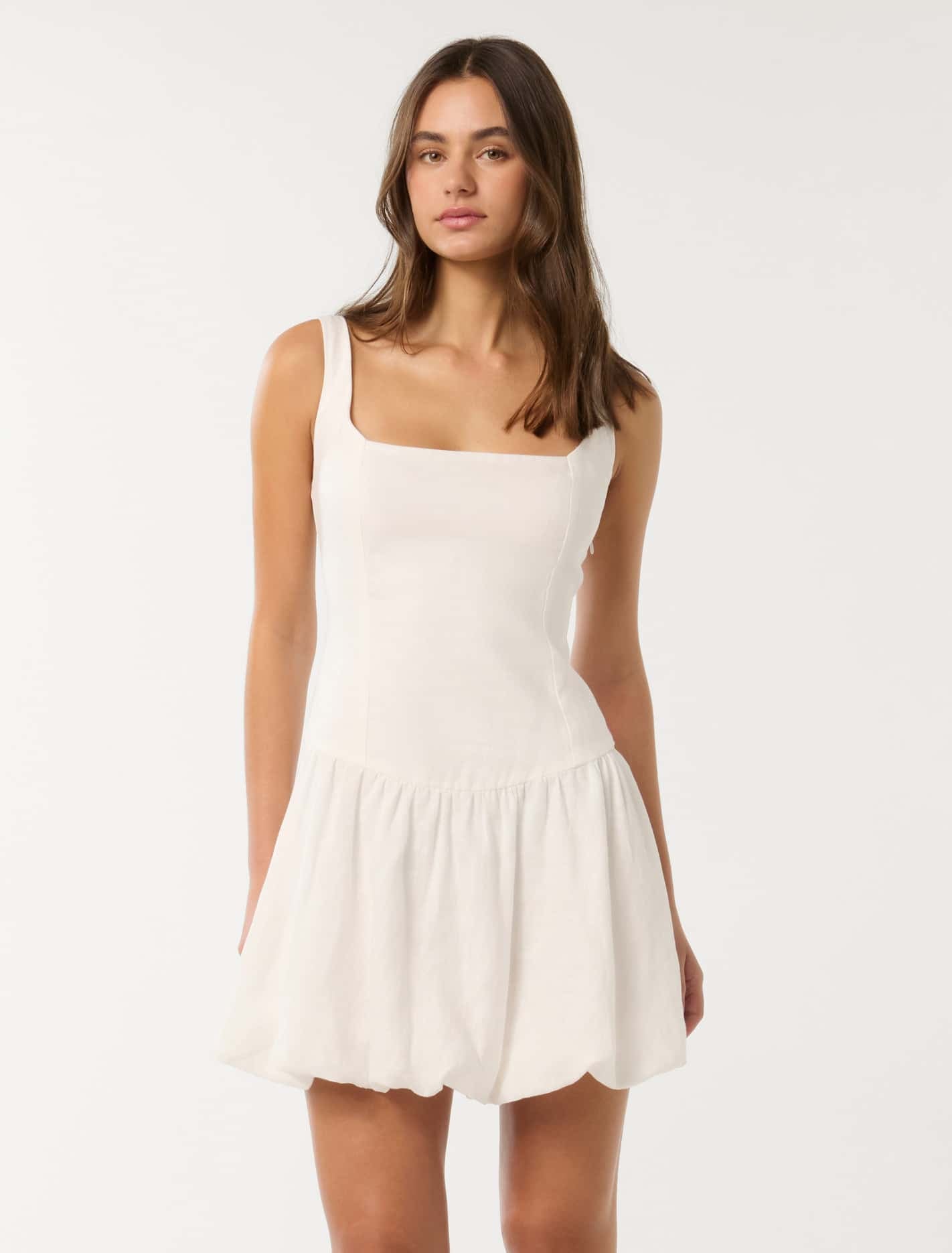 Forever New Women's Heidi Bubble Hem Mini Dress in Porcelain