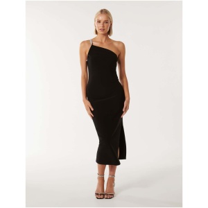 Forever New Women's Jada Embellished Trim Midi Dress in Black