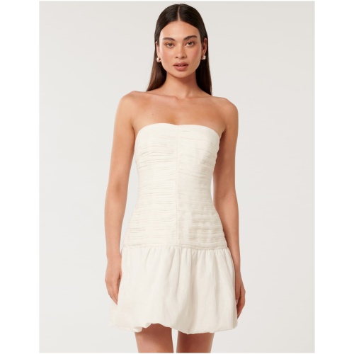 Forever New Women's Kaia Ruched Bubble-Hem Mini Dress in Porcelain