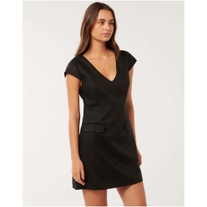 Forever New Women's Layla Linen Cap Sleeve Mini Dress in Black