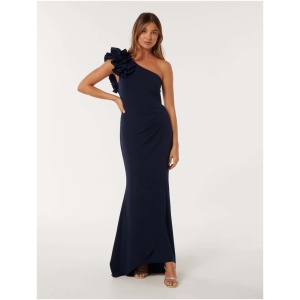 Forever New Women's Leanne One Shoulder Ruffle Dress in Navy