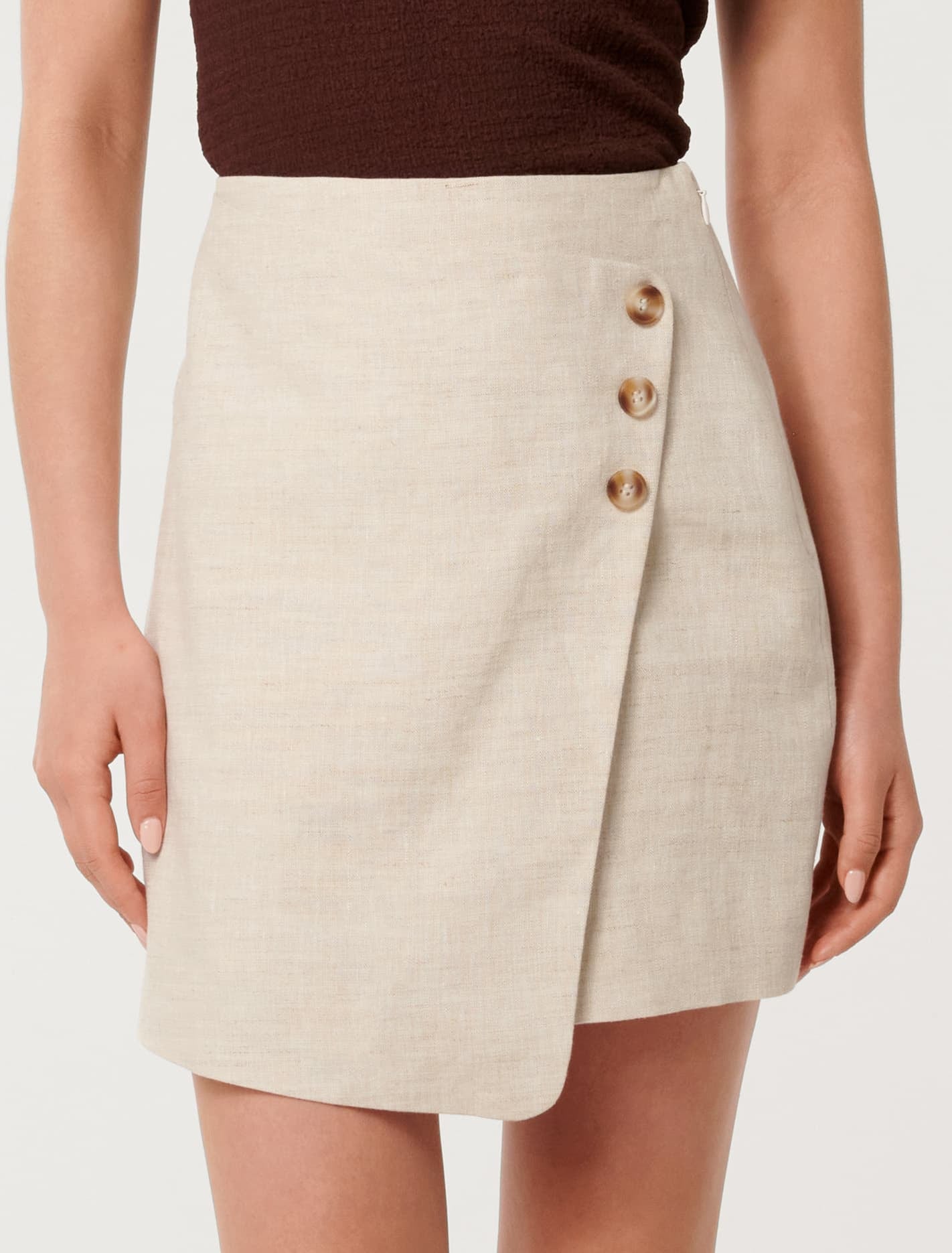 Forever New Women's Lettie Linen Wrap Mini Skirt in Natural