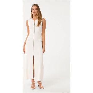 Forever New Women's Maddie Zip Detail Midi Dress in Porcelain