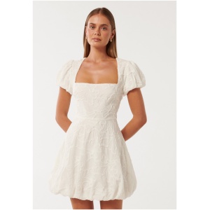 Forever New Women's Maeve Bubble-Hem Embroidered Mini Dress in Porcelain