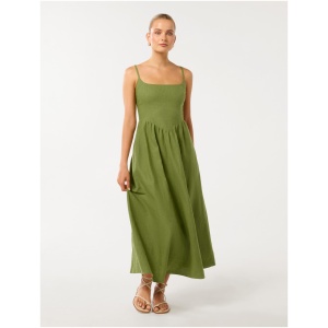 Forever New Women's Maya Linen Midi Dress in Greenery