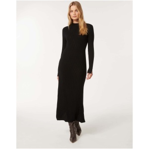 Forever New Women's Melody Rib Transfer Midi Dress in Black