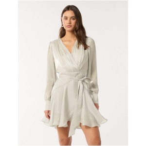 Forever New Women's Myra Metallic Wrap Mini Dress in Aluminium