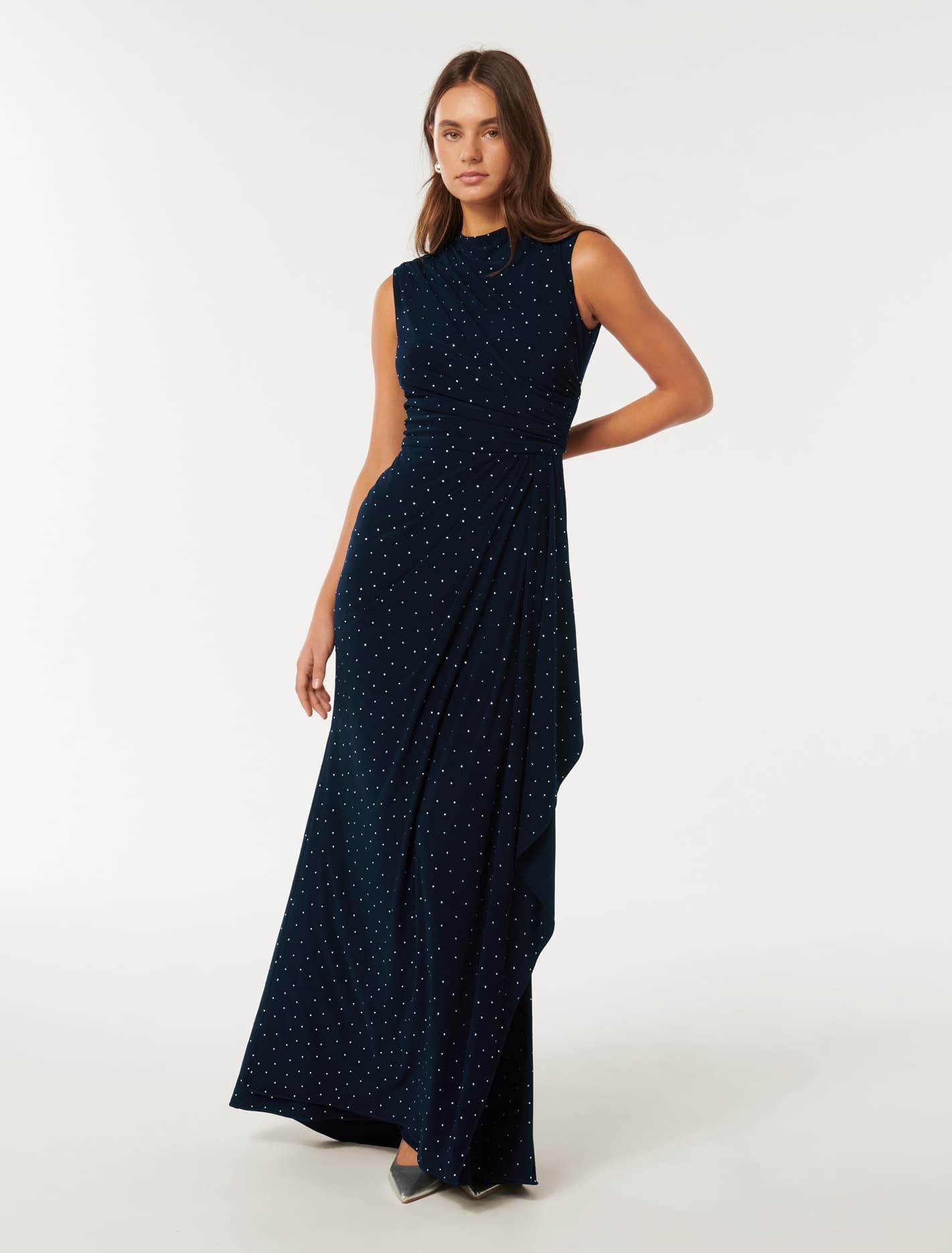 Forever New Women's Naomi Heat Seal Maxi Dress in Navy