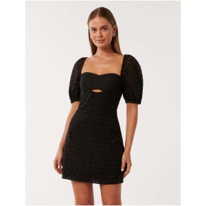 Forever New Women's Paige Broderie Mini Dress in Black