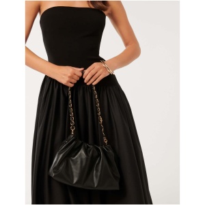 Forever New Women's River Ruched Chain Clutch Signature Bag in Black