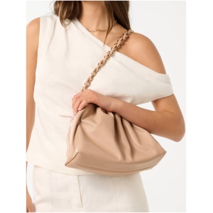 Forever New Women's River Ruched Chain Clutch Signature Bag in Nude