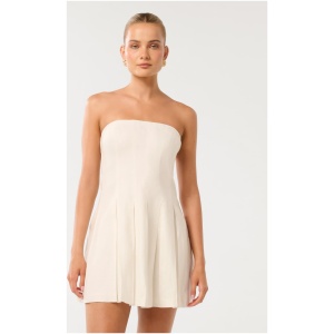 Forever New Women's Susie Strapless Pleated Linen Mini Dress in Porcelain