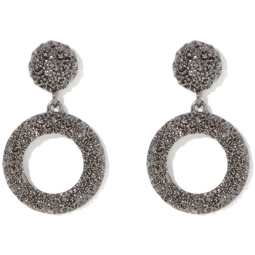 Forever New Women's Tabby Texture Hoop Earrings in Gunmetal