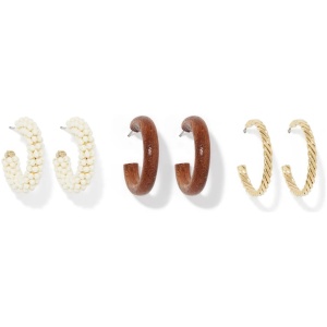 Forever New Women's Tamsyn Multi Hoop Earrings Three-Pack in Ivory