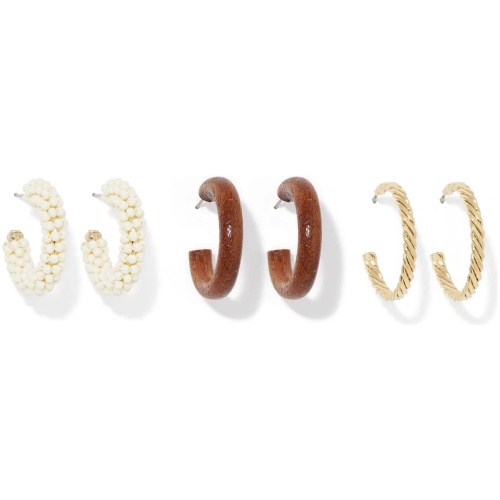 Forever New Women's Tamsyn Multi Hoop Earrings Three-Pack in Ivory