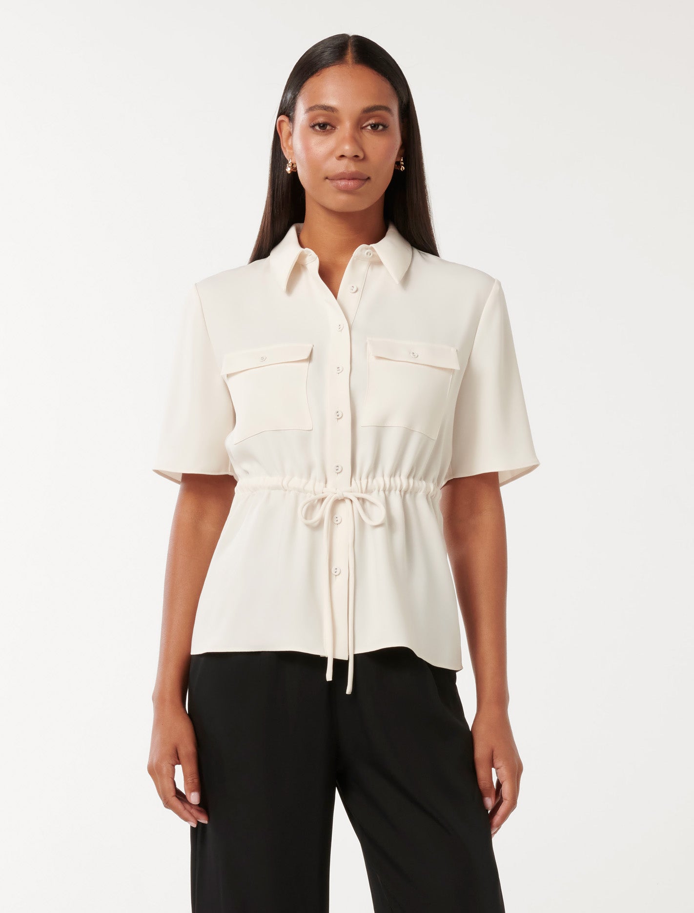 Forever New Women's Tara Utility Shirt in Tapioca