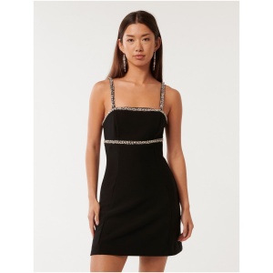 Forever New Women's Tiana Embellished Mini Dress in Black