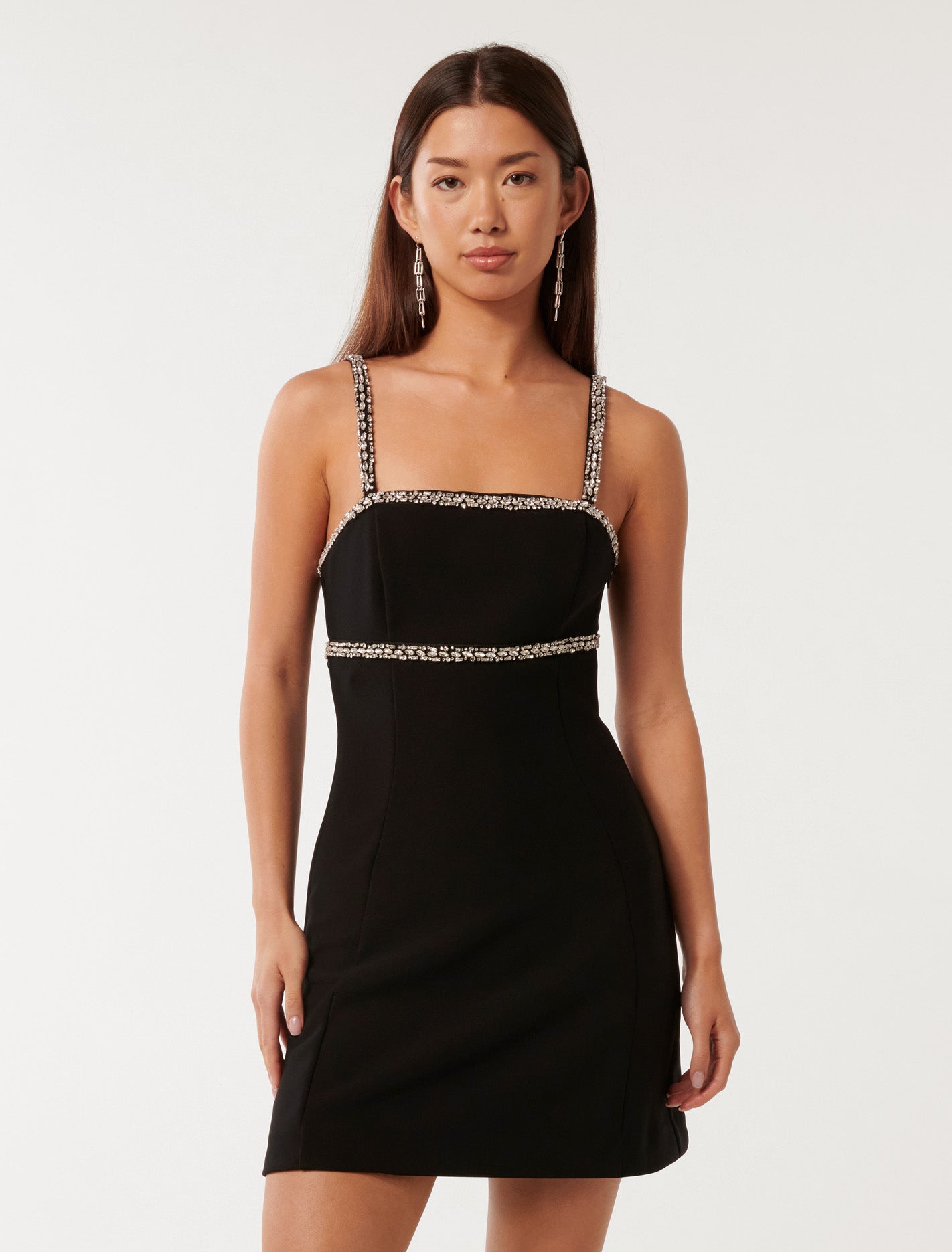 Forever New Women's Tiana Embellished Mini Dress in Black