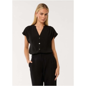 Forever New Women's Venus Cap-Sleeve Blouse in Black