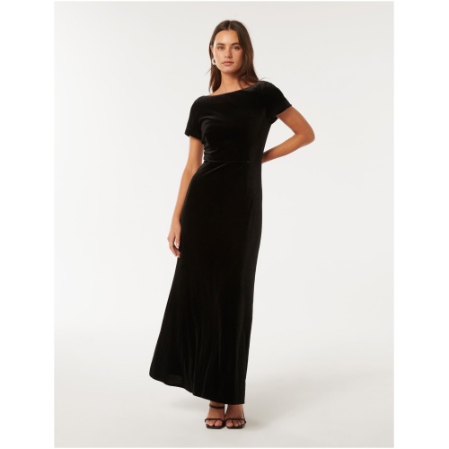 Forever New Women's Violet Velvet Maxi Dress in Black