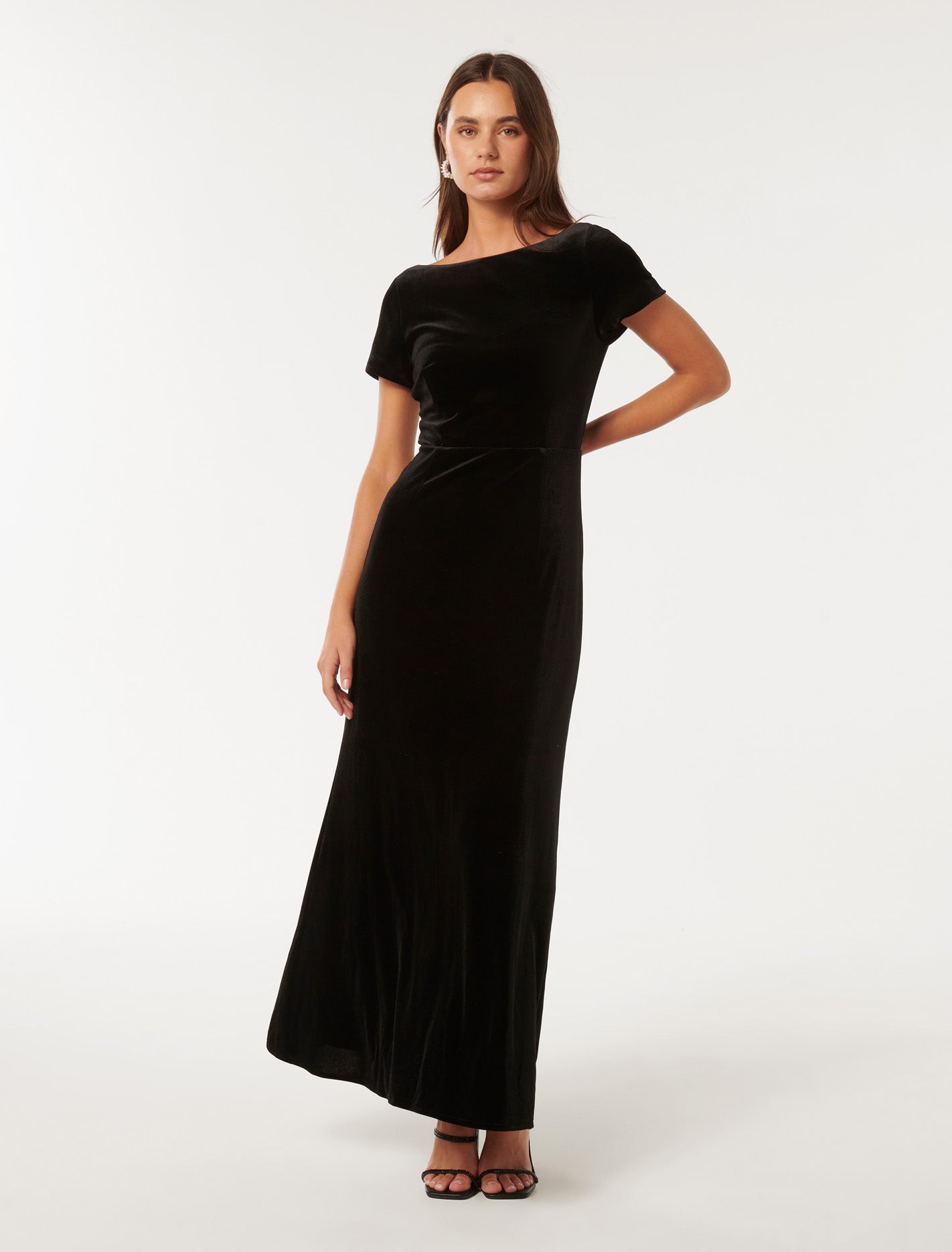 Forever New Women's Violet Velvet Maxi Dress in Black