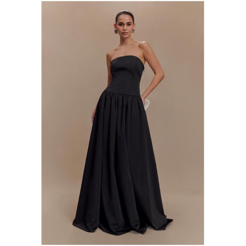 Frances Strapless Bow Maxi Dress - Black