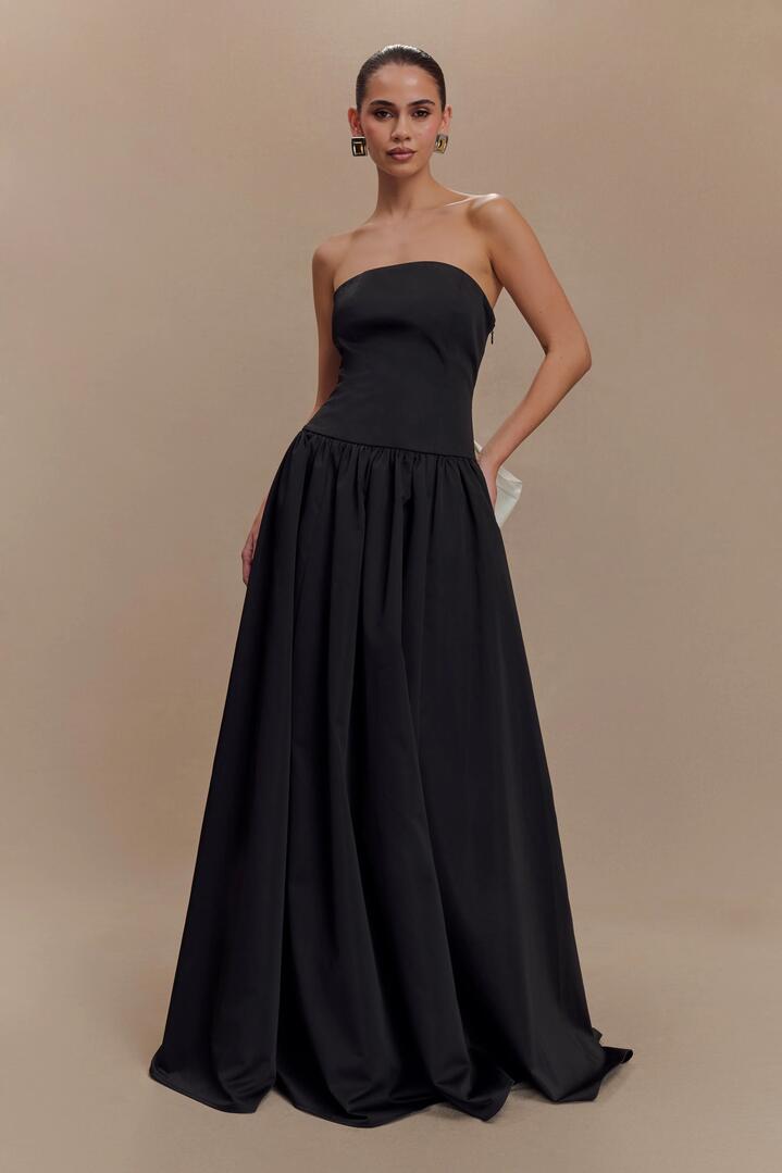 Frances Strapless Bow Maxi Dress - Black