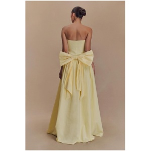 Frances Strapless Bow Maxi Dress - Lemon