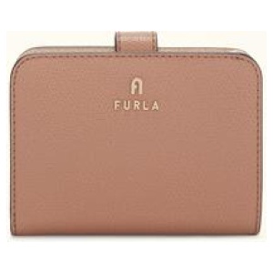 Furla Camelia Compact Wallet Tulle Pink Textured Leather Woman