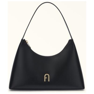 Furla Diamante Shoulder Bag Nero Black Soft Calf Leather Woman