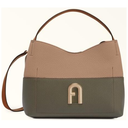 Furla Primula Shoulder Bag Salvia C Green Colorblock Grained Calf Leather Woman