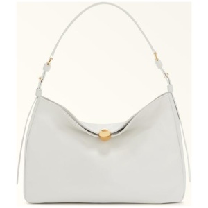 Furla Sfera Soft Shoulder Bag Marshmallow White Verona Calf Leather Woman