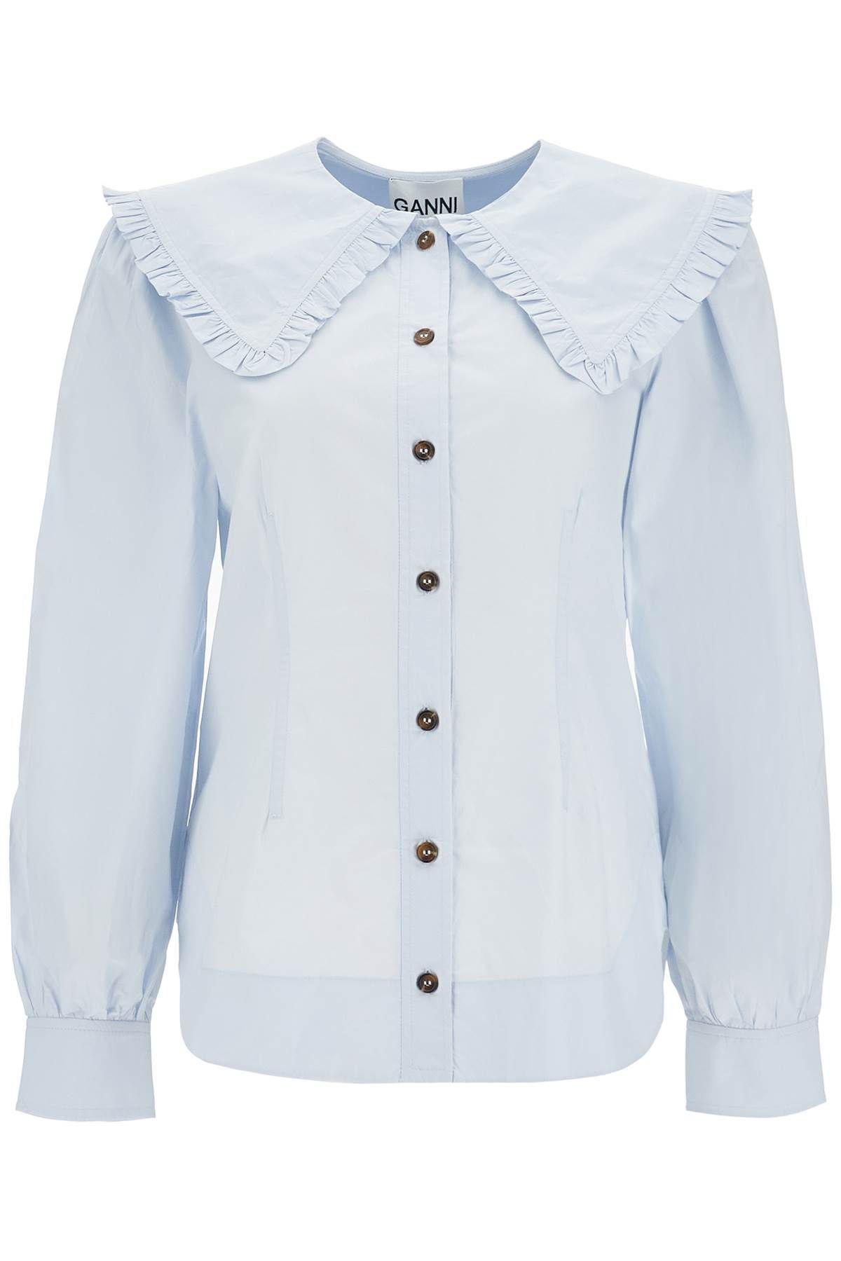 GANNI poplin shirt with oversized collar